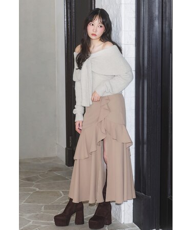 【≠ME 鈴木瞳美さん着用】フリルスリットハイウエストスコートショートパンツ
