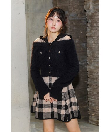 【≠ME 鈴木瞳美さん着用】カーデセットフードミニニットワンピース