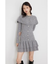 【≠ME 鈴木瞳美さん着用】ケープデザインフリルミニニットワンピース
