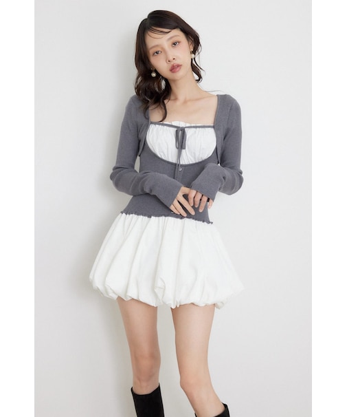 【≠ME 鈴木瞳美さん着用】ドッキングバルーンミニワンピース