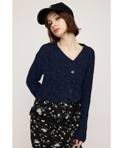 TAPE YARN SLANT NECK カーディガン
