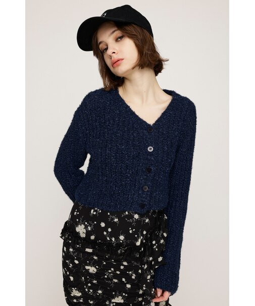 TAPE YARN SLANT NECK カーディガン