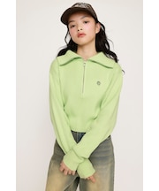 FRONT ZIP KNIT トップス