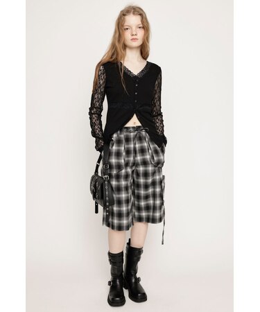 DAMAGE LACE CHECK MIDDLE パンツ