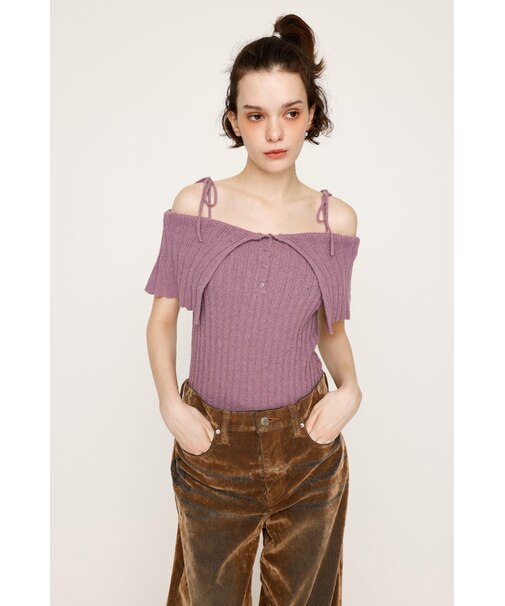 OFFSHOULDER RIB HG トップス