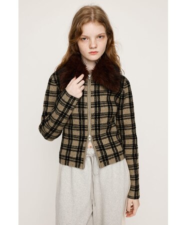 F/FUR COLLAR KNIT トップス