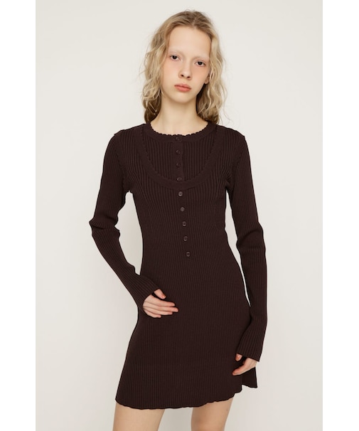 FRONT BUTTON FRILL ショートワンピース