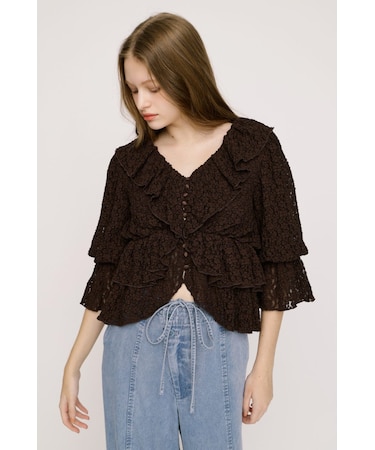 CUT LACE RUFFLE ブラウス