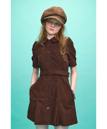 【SNSで話題!】COLLAR BUTTON ショートワンピース