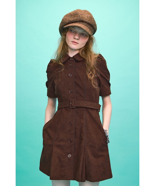【SNSで話題!】COLLAR BUTTON ショートワンピース