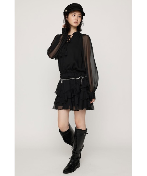 STAND TASSEL FRILL ショートワンピース