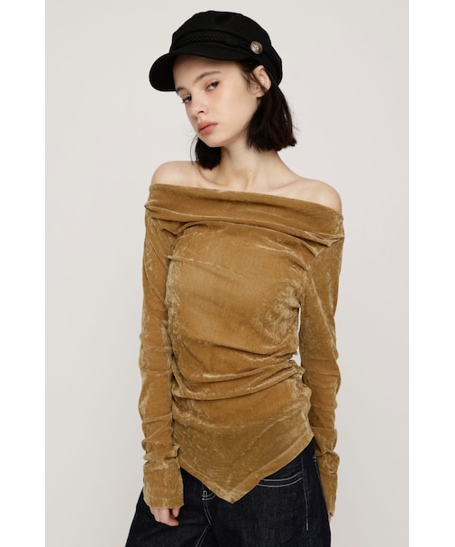 【SNSで話題!】OFF SHOULDER VELOUR トップス