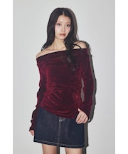 【SNSで話題！】OFF SHOULDER VELOUR トップス