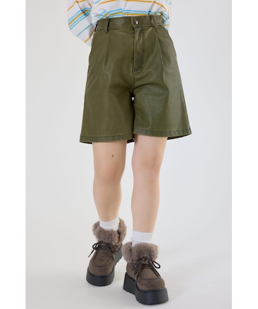 ヴィンテージフェイクレザーハーフパンツ