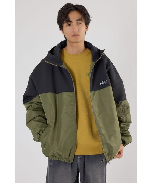 バイカラーフーデッドブルゾン