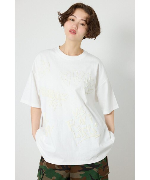 【UNISEX】クレヨンタッチ同色発泡プリントTシャツ