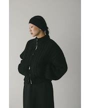 パッファーニットジップカーデ