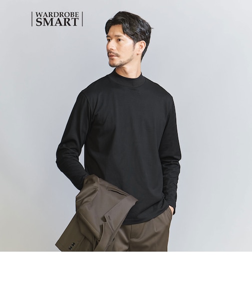 【WEB限定 WARDROBE SMART】クリア ガスコットン モックネック カットソー【抗菌・防臭】