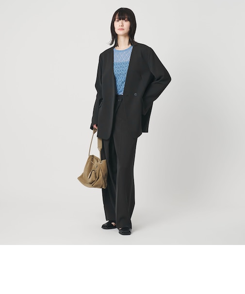 【WEB限定 Wardrobe DAILY MINIMAL】ダブルクロス カラーレスジャケット ウォッシャブル