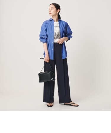【WEB限定 Wardrobe DAILY MINIMAL】ダブルクロス タックワイドストレートパンツ ウォッシャブル
