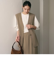 【WEB限定 Wardrobe DAILY MINIMAL】ダブルクロス リボンベルトジレ ウォッシャブル