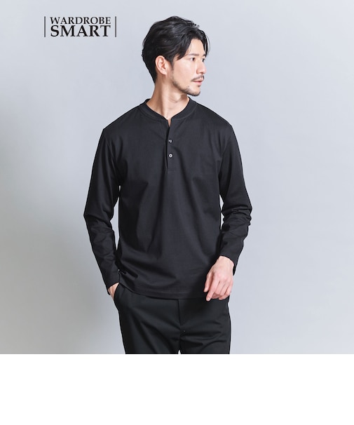 【WEB限定 WARDROBE SMART】クリア ガスコットン ヘンリーネック カットソー【抗菌・防臭】