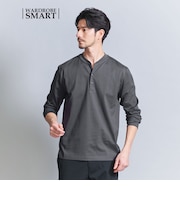 【WEB限定 WARDROBE SMART】クリア ガスコットン ヘンリーネック カットソー【抗菌・防臭】