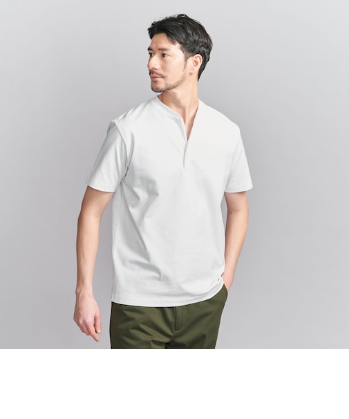 【WEB限定 WARDROBE SMART】クリア ガスコットン ヘンリーネック カットソー【抗菌・防臭】