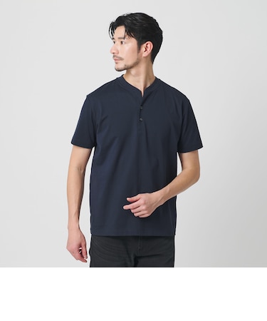 【WEB限定 WARDROBE SMART】クリア ガスコットン ヘンリーネック カットソー【抗菌・防臭】