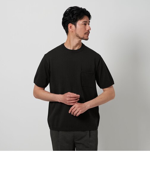 【WEB限定 WARDROBE SMART】マシーンウォッシュ 1ポケット ニット Tシャツ【抗菌防臭】