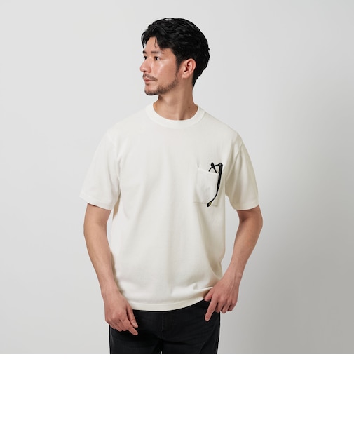 【WEB限定 WARDROBE SMART】マシーンウォッシュ 1ポケット ニット Tシャツ【抗菌防臭】