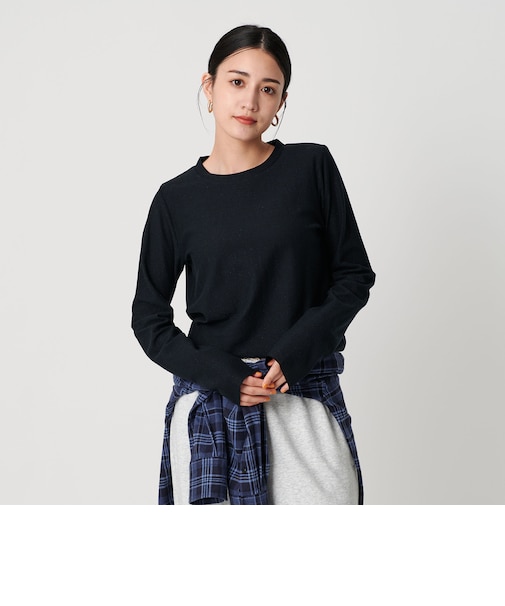 コットンポリエステル ラメロングスリーブカットソー