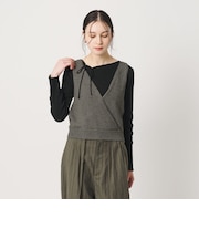 コットン麻ブレンド カシュクール 2WAYニットベスト ウォッシャブル