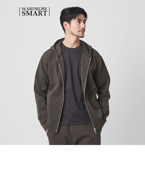 【WEB限定 WARDROBE SMART】ダブルニット ジップパーカー/セットアップ対応【抗菌・防臭】