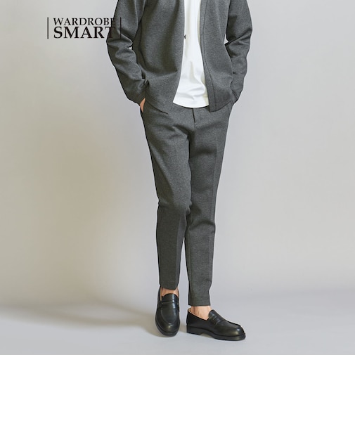 【WEB限定 WARDROBE SMART】ダブルニット ノープリーツ スラックス パンツ/セットアップ対応 【抗菌・防臭】