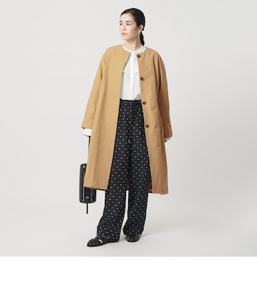 【WEB限定】コットンナイロン ツイルノーカラーコート