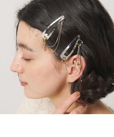 <heyep>ピアス チェーン ヘアクリップ/2P