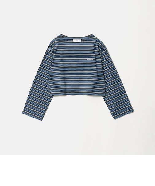 <NICE WEATHER>マルチボーダー ショートロングスリーブ Tシャツ