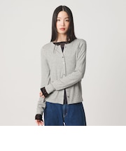 毛セルロースブレンド クルーネック カーディガン