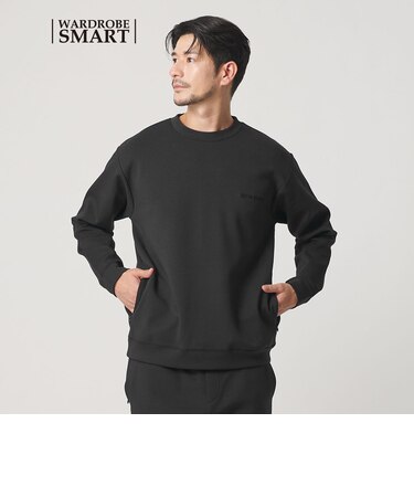 【WEB限定 WARDROBE SMART】ダブルニット ロゴ クルーネック スウェット/セットアップ対応【抗菌・防臭】