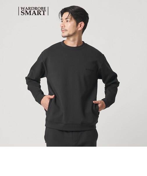 【WEB限定 WARDROBE SMART】ダブルニット ロゴ クルーネック スウェット/セットアップ対応【抗菌・防臭】
