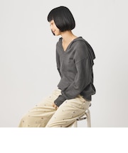 【別注】<LOGAN knitting mills>Vネック ニット フーディ