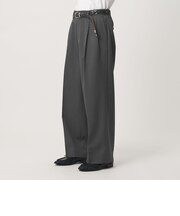 ウールミックス ツイル 2タック ワイド ストレート スラックス