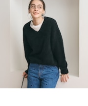 フォックスカシミヤブレンド Vネック ニットプルオーバー