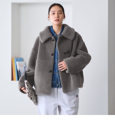 【WEB限定】ボア×フェイクムートン ループボタンジャケット 2WAY