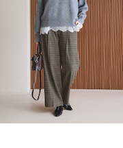 【WEB限定 Wardrobe DAILY MINIMAL】チェック バックゴム ワイドパンツ