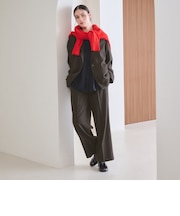 【WEB限定 Wardrobe DAILY MINIMAL】チェック バックゴム ワイドパンツ