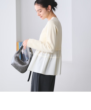 【WEB限定 Wardrobe DAILY MINIMAL】レイヤードフレアニットプルオーバー ウォッシャブル
