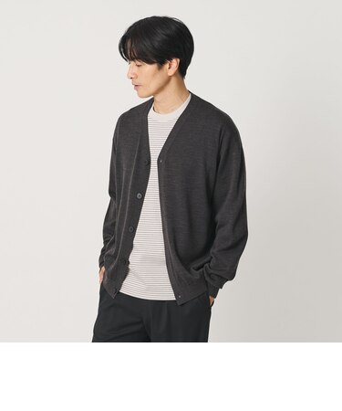 SUPER130 ウール Vネック カーディガン ウォッシャブル
