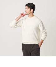 【WEB限定 WARDROBE SMART】マシーンウォッシャブル ウールミックス アゼ クルーネック